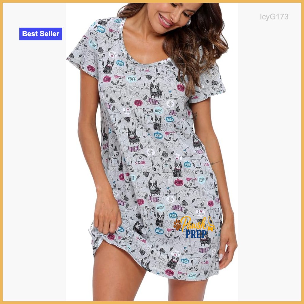 Plus Size Cotton Nightgown Short Sleeve Sleep Shirt Loose Fit